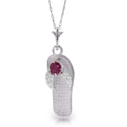 14K White Gold .15ct Round Ruby Flip-Flop Necklace