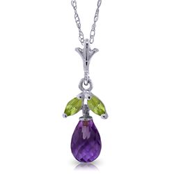 14k WG 1.50ct Amethyst & .20ct Peridot Petite Necklace