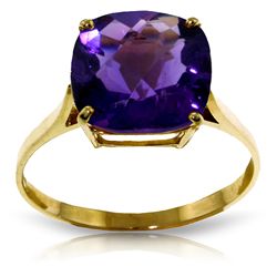 3.60 Checkerboard cut Amethyst Ring in 14k Yellow Gold