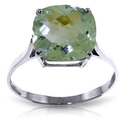 14k Solid Gold 3.60ct Green Amethyst Ring