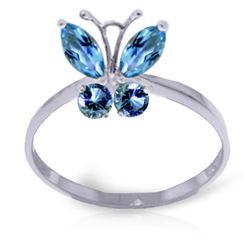 14k Solid Gold Blue Topaz Butterfly Ring