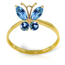 14k YELLOW GOLD .40ct & .20ct Blue Topaz Butterfly Ring
