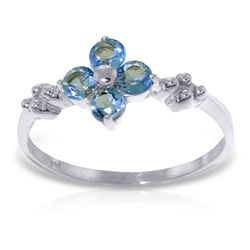 14k Solid Gold 0.58ct Blue Topaz Flower Ring