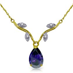 14k YG Elegant 1.50ct Sapphire & Diamond Necklace