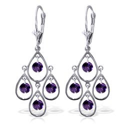 14k WG 2.40ct ROUND Amethyst Chandelier Earrings