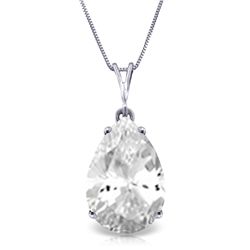 14K WHITE GOLD 5.00ct WHITE TOPAZ NECKLACE