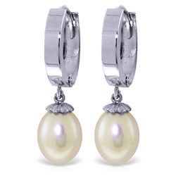 8.00ct Freshwater Pearl Drop Huggie Earrings in 14k WG