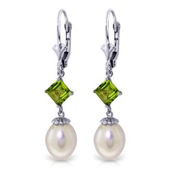 14k Solid Gold 1.50ct Peridot & Pearl Earrings