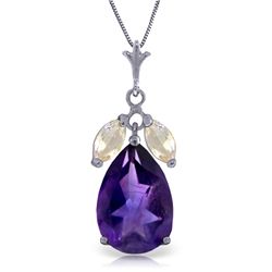 14k Solid Gold 6.0ct Amethyst & White Topaz Necklace