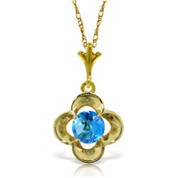 14k Solid Gold 0.55ct Blue Topaz Flower Necklace