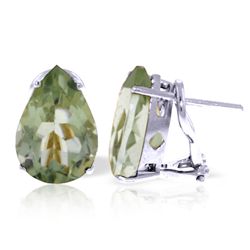 14k WG 10.0ct Green Amethyst French Clip Earrings