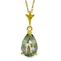 14k Solid Gold 1.50ct Green Amethyst Necklace