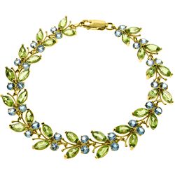 14k Solid Gold Peridot & Blue Topaz Butterfly Bracelet