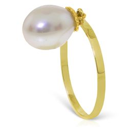 14k Solid Gold Dangle Freshwater Pearl Ring