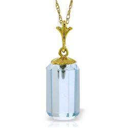 14k Solid Gold 4.50ct Blue Topaz Necklace