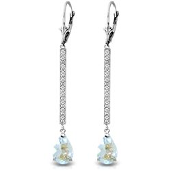 14k Solid Gold 3.50ct Aquamarine & Diamond Earrings