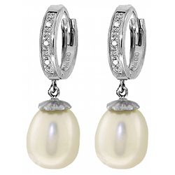 8.0ct Pearl Dangle Earrings w/ Diamond Accent in 14k WG