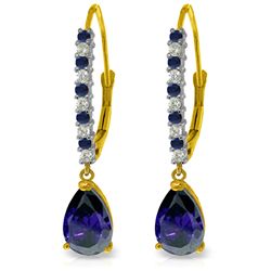 14k Solid Gold Sapphire & Diamond Earrings