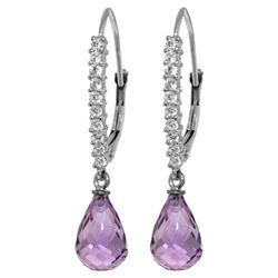 14K WG 0.30ct DIAMOND & 4.50ct AMETHYST EARRING