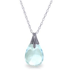 14k Solid Gold 3.0ct Blue Topaz Drop Necklace