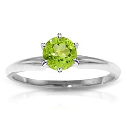 14k WHITE GOLD 0.65ct Peridot Solitaire Ring