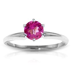 14k WHITE GOLD 0.65ct Pink Topaz Solitaire Ring