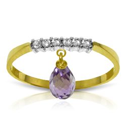 14k YELLOW GOLD 1.35ct Amethyst with Diamond Ring