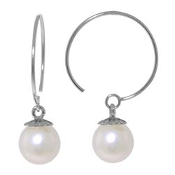 14K WG 4.00ct ROUND PEARL CIRCLE WIRE EARRING