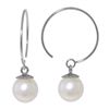 Image 1 : 14K WG 4.00ct ROUND PEARL CIRCLE WIRE EARRING