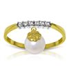 Image 1 : 14k Solid Gold Pearl & Diamond Ring
