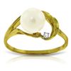 Image 1 : 14k Solid Gold Pearl & Diamond Ring