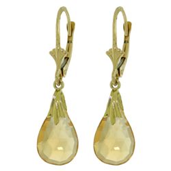 14k Yellow Gold 6.0ct Citrine Leverback Earrings