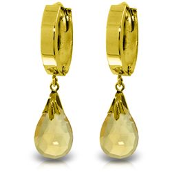 14k Solid Gold 6.0ct Citrine Dangle Earrings