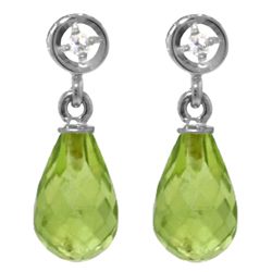 14k White Gold 2.70ct Peridot & Diamond Earrings