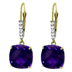7.20ct Amethyst with Diamond Accent Earrings in 14k YG