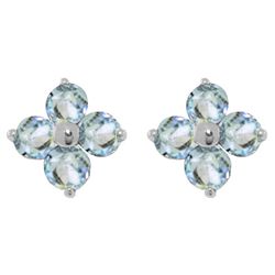 14k White Gold 1.15ct Aquamarine Flower Earrings
