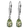 Image 1 : 14k WG 3.00ct Green Amethyst w/ Diamond Earrings