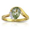 Image 1 : 14K YG 0.02ct DIAMOND & 1.50ct GREEN AMETHYST RING