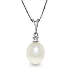 14k WHITE GOLD 4.00ct Pearl & Diamond Drop Necklace