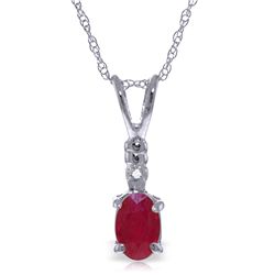 14k WG 0.45ct Oval Ruby & Diamond Necklace