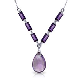 14K White Gold 3.0ct & 1.35ct Amethyst Necklace