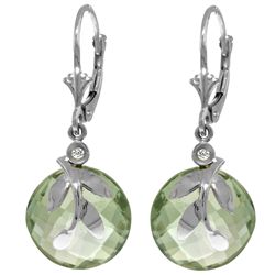 14k WG 10.60ct Green Amethyst Earring w/ Diamond