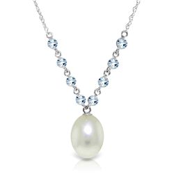 14k White Gold Aquamarine & Pearl Necklace
