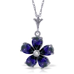 14k WG 2.20ct Sapphire & Diamond Flower Necklace