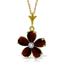 14k YG 2.20ct Garnet & DiamondFlower Necklace