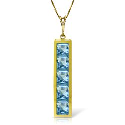 14k Solid Gold 2.25ct Blue Topaz Necklace