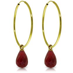 Ruby Hoop Earrings in 14k Yellow Gold