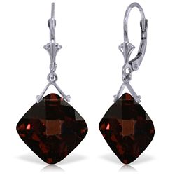 14K White Gold 17.50ct Cushion Garnet Earring