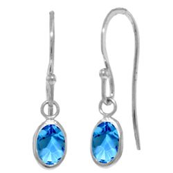 14k Gold 1.0ct Blue Topaz Fish Hook Earrings