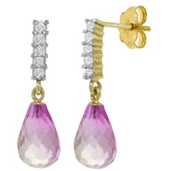 14k YG 4.50ct Pink Topaz & Diamond Earrings